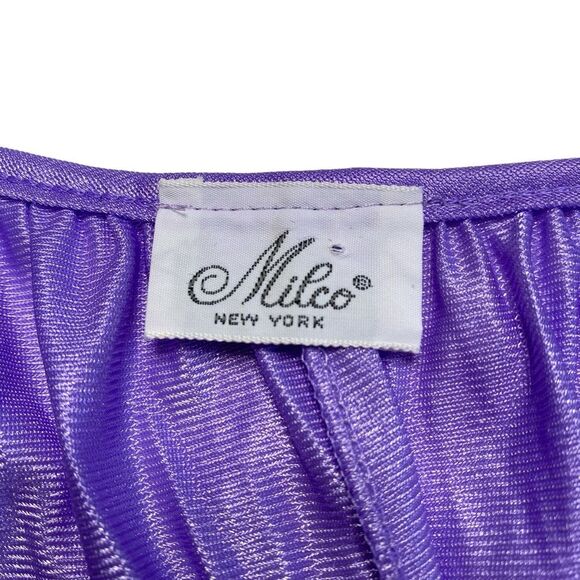 Vintage Milco New York Long Nightgown Nightdress Lavender Lace Floral Inset OS - Picture 10 of 12